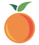 Small version of peachycleaners.ca logo is an orange peach with green leaves